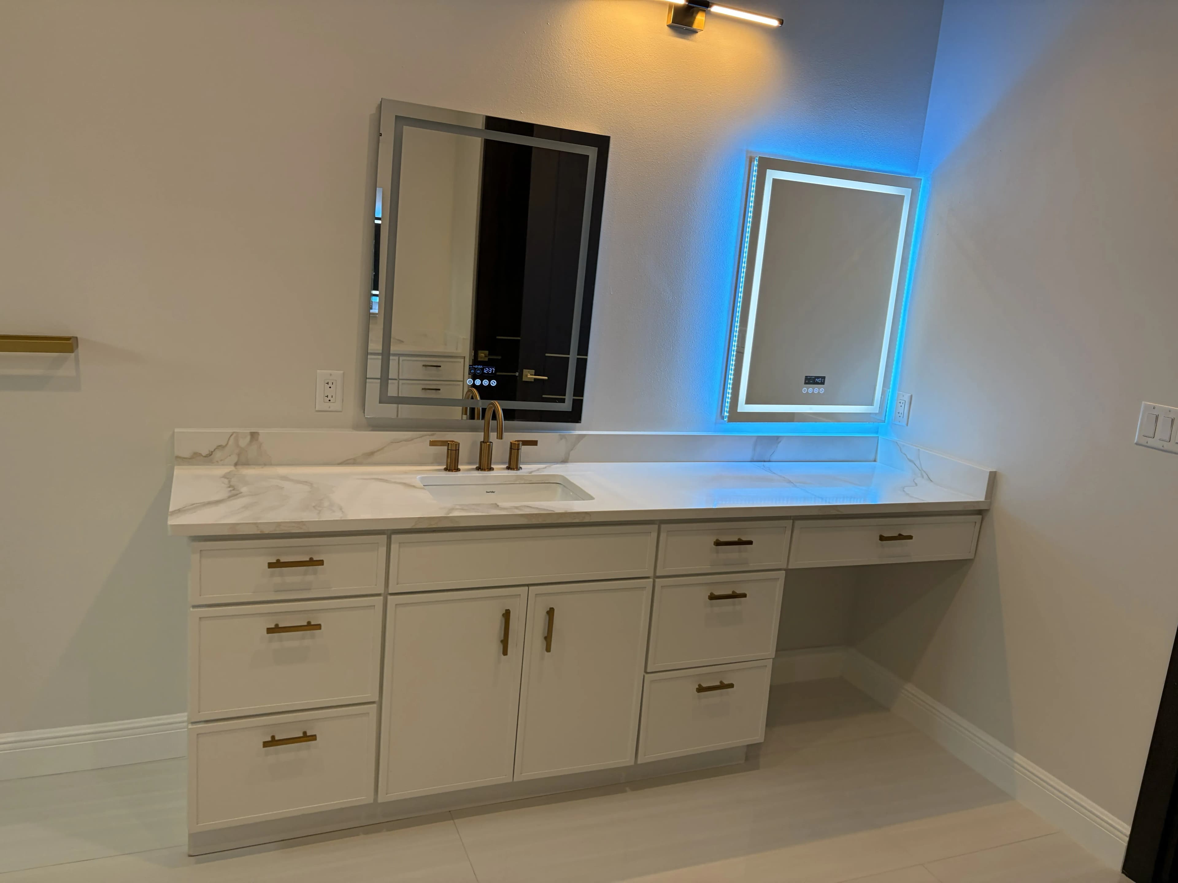 Modern quartz bathroom countertop